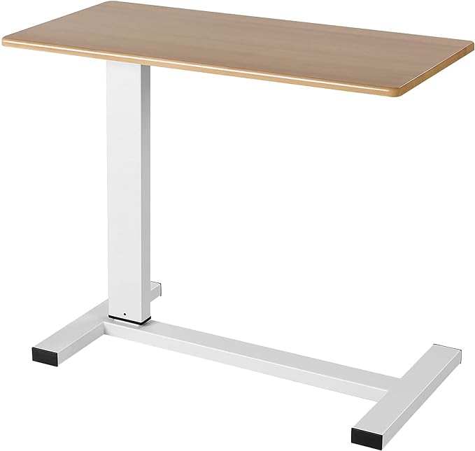 Elevating Type Side Table, Height 27.6 - 39.4 inches (70 - 100 cm), Stepless Adjustment, With Casters, Gas Pressure Raising, Width 31.5 inches (80 cm), Bed Table, Nursing, PC, Easy Assembly, Walnut Work From Home (Woody) - NewNest Australia
