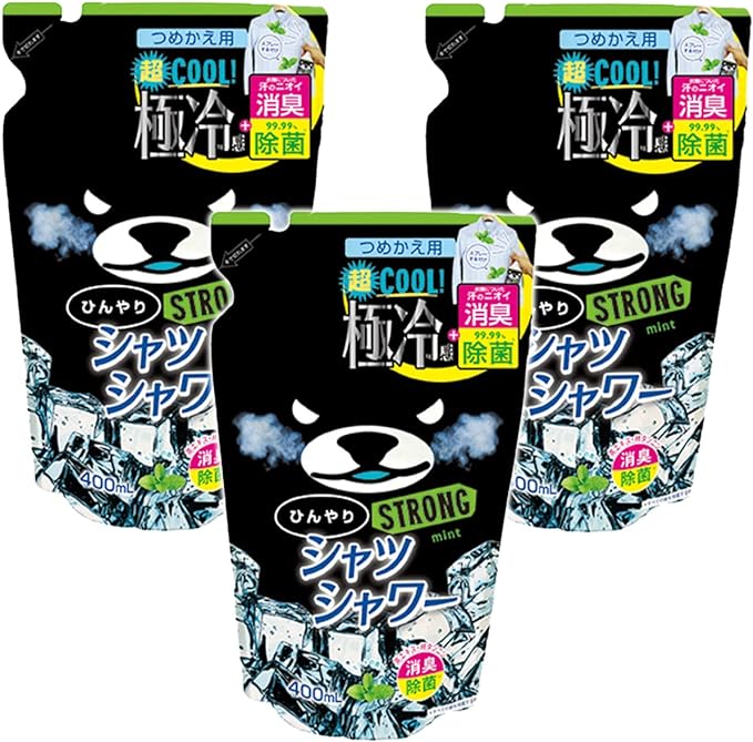 Cool Shirt Shower, Strong Mint, 13.5 fl oz (400 ml), Refill, Cooling Spray, Strong Type, Cool Shirt, Menthol, Cooling, Deodorizing, Cooling, Mint, Spray, Tokiwa Shokai Refill, Refill, Set of 3 - NewNest Australia
