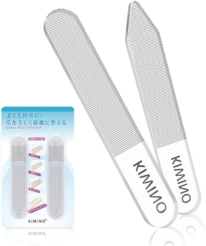 KIMINO Nail File, Nail Polish, Nail Polish, with Case, Glass Nail File, Unisex, Nail File, Nano Processing, Nail Care, Peak-shaped, Round (Set of 2) - NewNest Australia