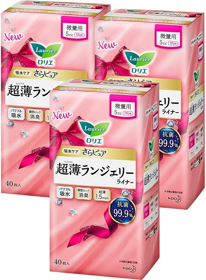 Laurier Sara-Pure Ultra Thin Lingerie Liner, 0.2 fl oz (5 cc), 120 Sheets (40 Sheets x 3) - NewNest Australia