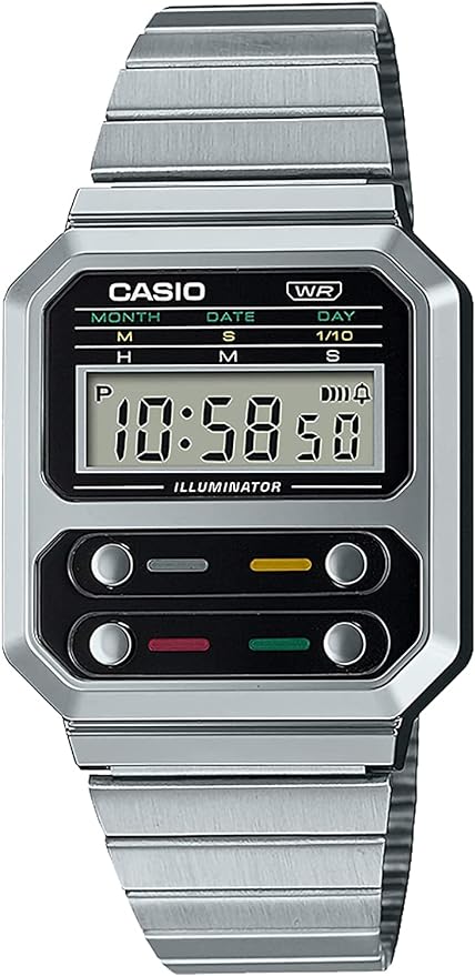 Casio A100 Series Digital Wristwatch, Reproduction Design, Men's, Overseas Model, Silver A100WE-1A, Bracelet Type - NewNest Australia