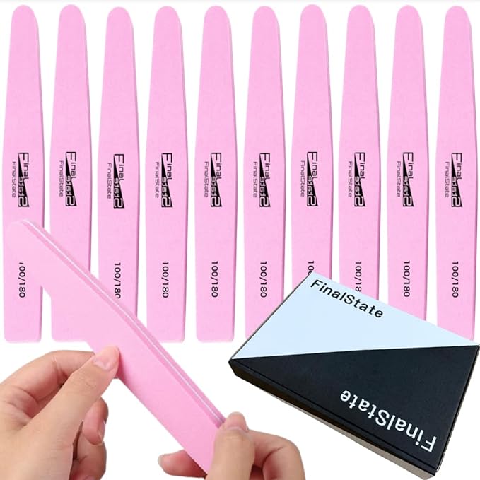 FinalState Supreme Professional Style Washable Nail File Set, Nail File, Sponge Buffer, Nail File, Nail File, Gel Polish, Nail Polish, Manicure, Sculpt, Polygel, Off, Gel Off, Gel Off [100/180 Grid Nail Buffer Pack of 10] - NewNest Australia