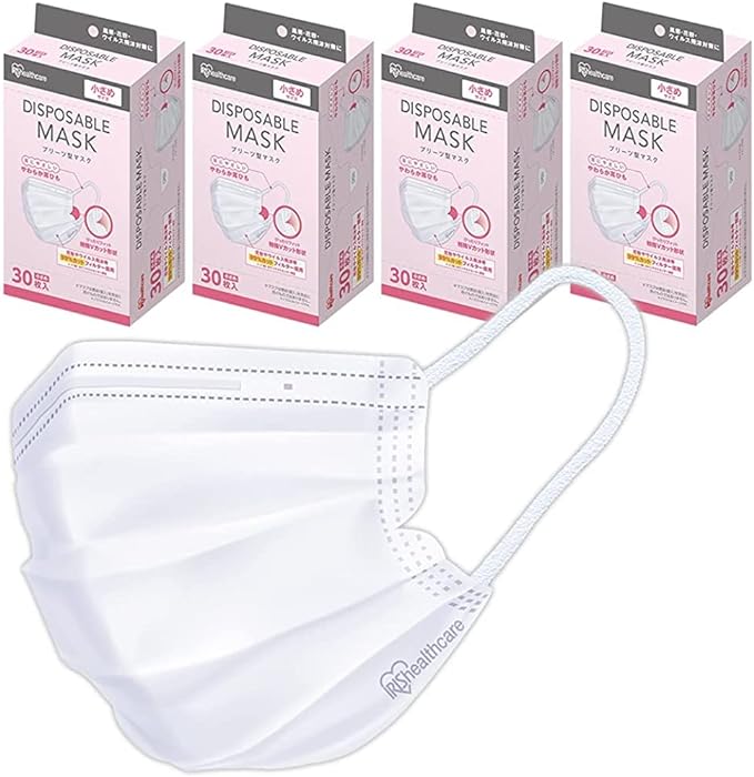 Iris Ohyama Masks, 120 Pieces, Non-woven Fabric, Small, Disposable Pleated Mask, Small, 30P x 4 Boxes - NewNest Australia