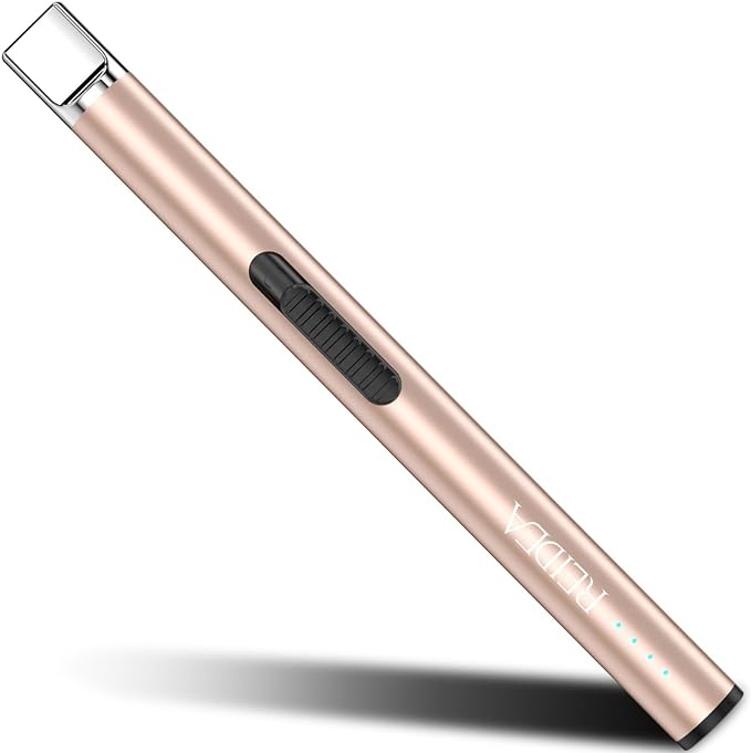 REIDEA Electronic Lighter Candle Lighter Rechargeable Upgrade 2022 Safety Lock USB Lighter with LED Battery Indicator Flameless Windproof Arc Plasma Lighter for Candle Fireworks S4 Pro Rose Gold (Champagne Gold) - NewNest Australia