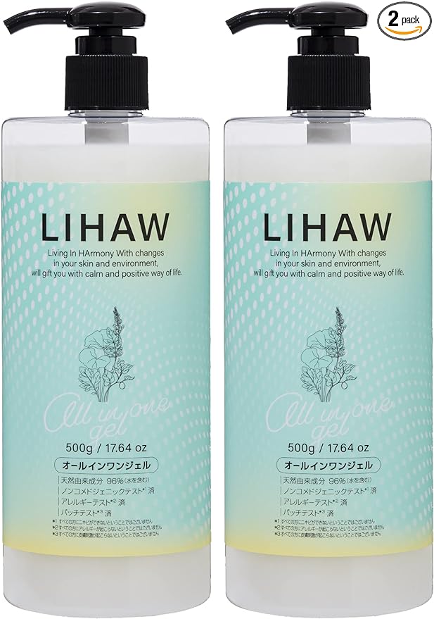 LIHAW All-in-One Gel [Deer x Large Capacity (17.6 oz (500 g)] 6 in 1 Bottle! 4 Types of CICA Extract and Dense Ceramide Formulated (2 Bottles) - NewNest Australia