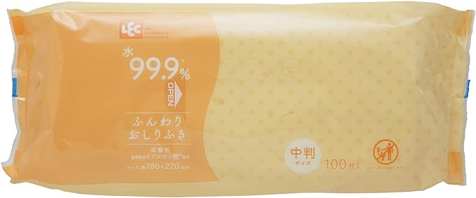LEC 99.9% Pure Water, Adults, Fluffy Wipes, Medium Format Size, 100 Pieces, Made in Japan, Weakly Acid, Fragrance-Free - NewNest Australia