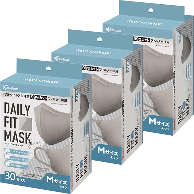Iris Ohyama RK-D30MG Mask [Set of 3] 3D Mask, Regular Size, 30 Pieces - NewNest Australia