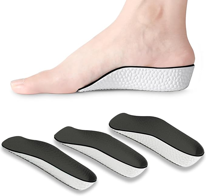 Kozzim Secret Insole, Arch Support, Athletic, Half Size, Uncrowded, U-Shaped Heel, Increases Height, Shock Absorption, Side Anti-Slip, Ultra Lightweight, Height: 0.4 inches (1 cm), 0.8 inches (2 cm), 1.2 inches (3 cm), Black - NewNest Australia