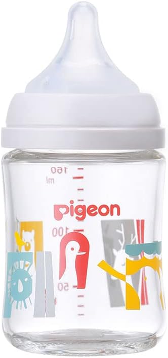 Pigeon Zoo Breast Milk Bottle, 6.3 fl oz (160 ml), 0 Months, Heat Resistant Glass, White - NewNest Australia