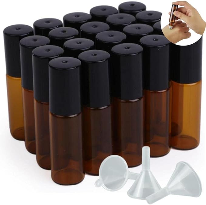 Chocople Roll On Bottle Light Filtering Jar Atomizer Set of 20 with 5 Funnels (5ml) - NewNest Australia