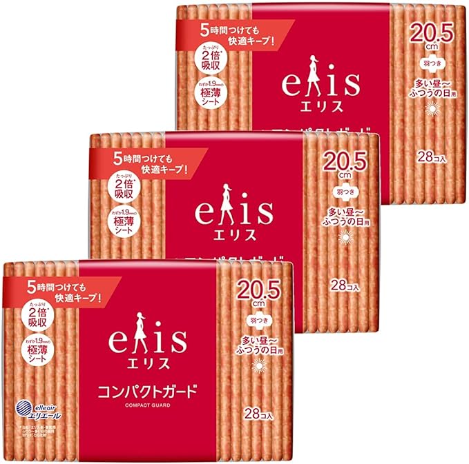 Ellis Compact Guard with Wings, 84 Sheets (28 Sheets x 3 Packs) (Bulk Purchase) 84 Sheets (20.5 cm for Frequent Day to Regular Days) - NewNest Australia