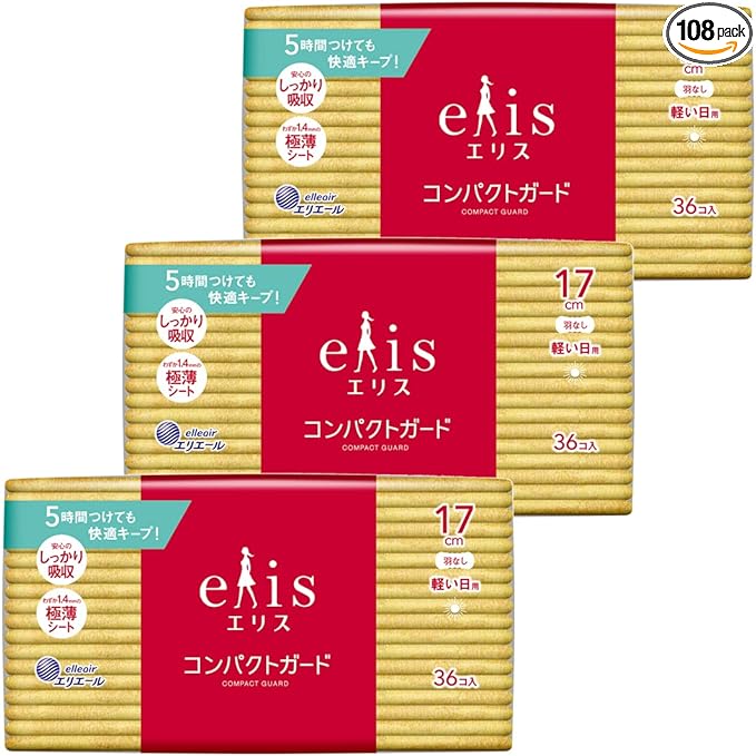 Ellis Compact Guard, Wingless, 6.7 inches (17 cm) (For Light Days), 108 Sheets (36 Sheets x 3 Packs) [Bulk Purchase] - NewNest Australia