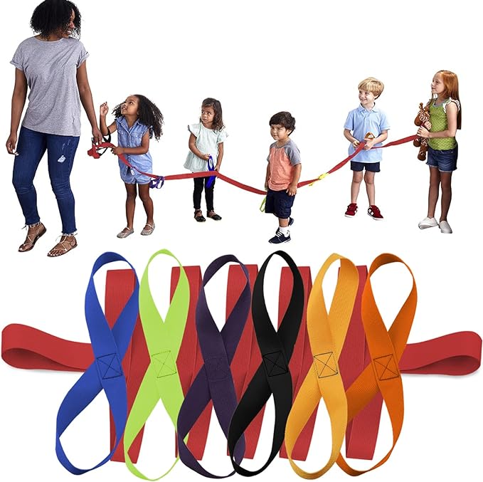 Toddler Walking Rope Colorful Walking Rope Preschool Nursery School Children Outdoor Colorful Handle Calm and Line Up Kids (Holds Loops for 12 Kids and 2 Teachers) - NewNest Australia