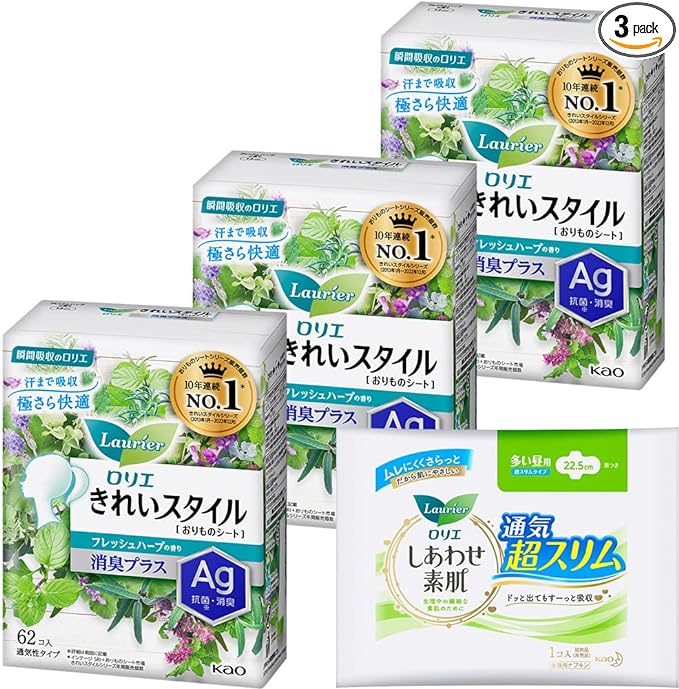 Laurier Clean Style Deodorizer, Fresh Herb Scent, 62 Pieces x 3 Piece Set (186 Pieces) + Bonus Included - NewNest Australia