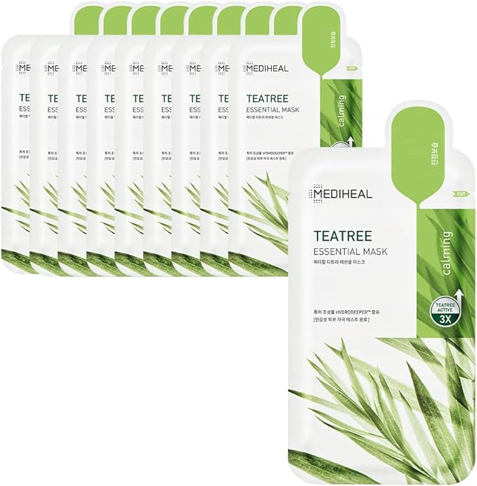 Mediheal Essential Mask (10P) / MEDIHEAL Essential Mask, 10 sheets (Tea Tree), Skin Trouble, Soothing, Moisturizing, Calming - NewNest Australia