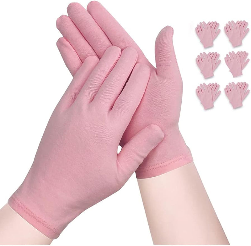 Donfri Nighttime Gloves, High Elasticity Moisturizing Gloves, Inspection Work Cotton, Hand Care Gloves, Protects Rough Skin, Pink, 3 Pairs - NewNest Australia