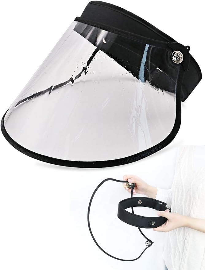 GOKEI Rain Visor, Thin and Fogless, No Water Drops, Rain Hat, Rain Hat, Clear Visor, Rain Protection, Rain Bazer, Women's, Transparent, UV Protection, UPF50+, Pollen Visor, Non-Slip, Raincoat, Rain - NewNest Australia