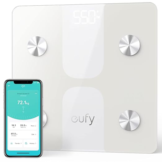 Anker Eufy Smart Scale C1 (Body Weight Composition Monitor) (App Compatible, Compatible with Fitbit, Body Fat Percentage, BMI, Basal Metabolism, Water Volume, Body Fat, Bone Mass, Visceral Fat) - NewNest Australia