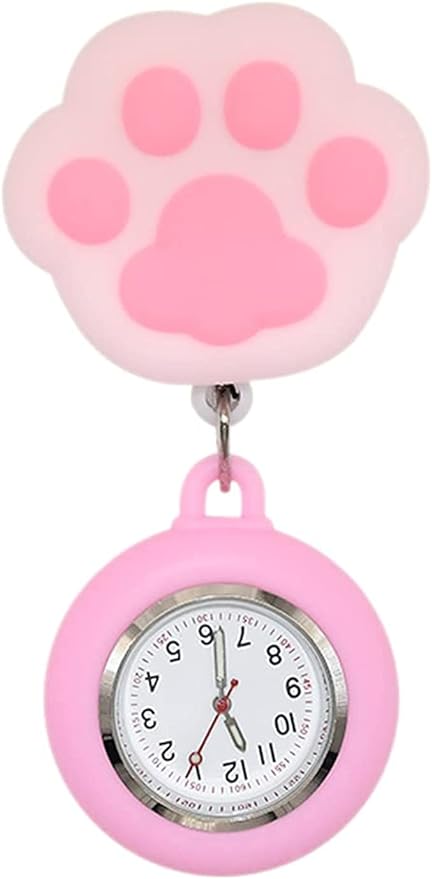 Nurse Watch Numbers Pocket Watch Easy to Read Pocket Watch Nurse Watch Children Watch Classic Cute, Pink Cat Claw, Cute - NewNest Australia