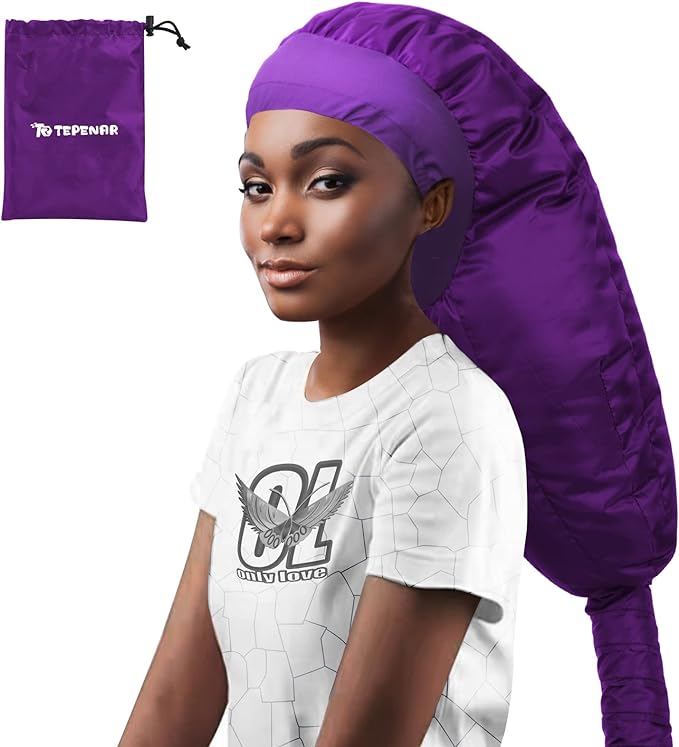 TEPENAR Bonnet Hair Dryer Attachment Upgrade Extra Large Adjustable Soft Hooded Dryer Cap - Easy to Use Natural Curly Texture Dryer Styling Quick Dry - Purple - NewNest Australia