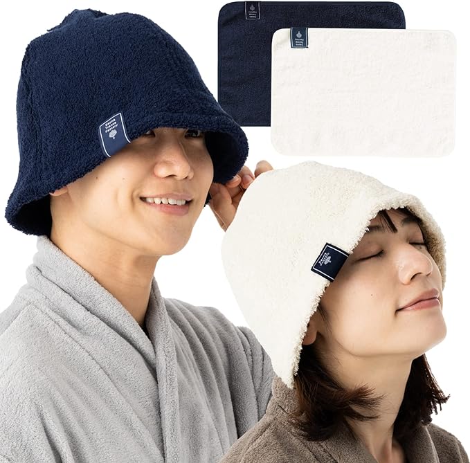 Duerfusa Sauna Hat, Large, Terry Cloth, 100% Cotton, Unisex, Thick, 3D Sewing, Large Size, Deep, Sauna Goods, Cotton, Washable, Pouch Included, One Size Fits Most, Ivory - NewNest Australia
