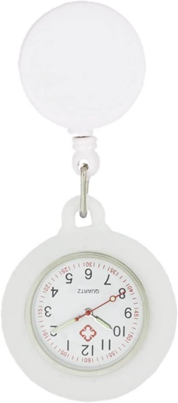 YFFSFDC Nurse Watch, Cute Pocket Watch, Pocket Watch, Easy to Read Nurses Medical Center, Staff, Kids Watch, Unisex, Simple, Waterproof, Stretchable, Clip Included, white, Simple - NewNest Australia