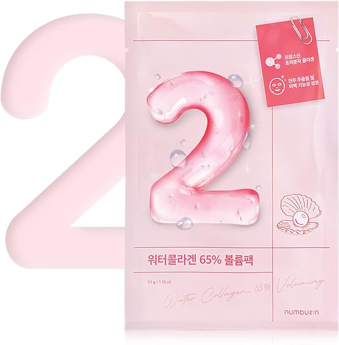 Numbuzin No. 2 Moisturizing 65% Collagen Sheet Mask 4 Pieces | Face Pack Korean Cosmetics Korean Sheet Mask Korean Mask Pack Serum Mask Brightening Moisturizing - NewNest Australia