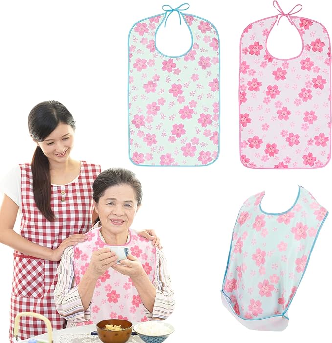 Housolution Nursing Apron, Set of 2, Nursing Apron, Meal Apron, For Women, Adults, Nursing Apron, Waterproof, Stain Resistant, Washable, Repeated Use, With Pockets, Cherry Blossom Pink & Blue - NewNest Australia