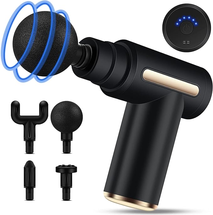 K&T Myofascial Release Mini with 4 Types of Heads, Lightweight, Compact, Compact, Portable, Convenient for Training, Muscle Exercise, Japanese Instruction Manual Included (Black) - NewNest Australia