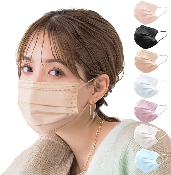 Shishibella Mask, Non-woven Fabric, 51 Pieces, Pollen Countermeasure, Cloth Mask, Small, Disposable, Non-woven Fabric Mask, Color Mask, Stylish, For Women, Children - NewNest Australia