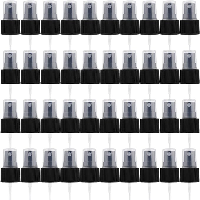 FERCAISH 40pcs Spray Bottle Top Head Spray Bottle Replacement Pump Oil Spray Top Reusable Dispenser Cap Fine Mist Spray Cosmetic Spray Bottle (24 Caliber-Black) - NewNest Australia