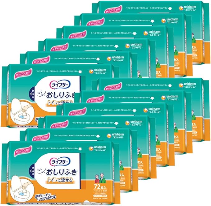 Lifeley Adult Wipes, Flushable in the Toilet, 864 Sheets (72 Sheets x 12) [Case Item] - NewNest Australia