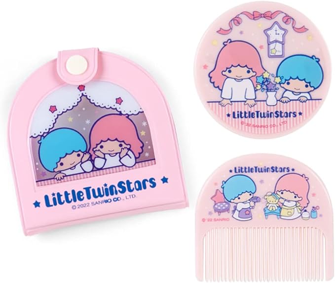 Sanrio 795712 Mirror Comb with Vinyl Case Kikirara LITTLE TWIN STARS Fashionable Miscellaneous Goods ~ Habae Sanrio ~ Character 3.3 x 0.5 x 3.2 inches (8.5 x 1.2 x 8.2 cm) - NewNest Australia
