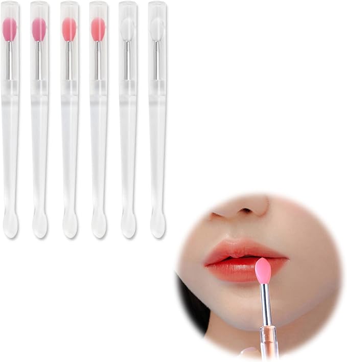 Coolooda Lip Brush Silicone Mask Brush Set of 6 Mask Brushes Portable Lip Brush Soft for Sensitive Skin Multi-functional Makeup Brushes 3 Colors White Pink - NewNest Australia