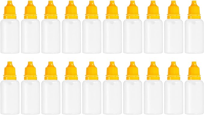 PATIKIL 20ml Liquid Dropper Bottles 20pcs PE Squeezable Drop Eye Dropper Container with PP Cap for Home Travel Yellow - NewNest Australia