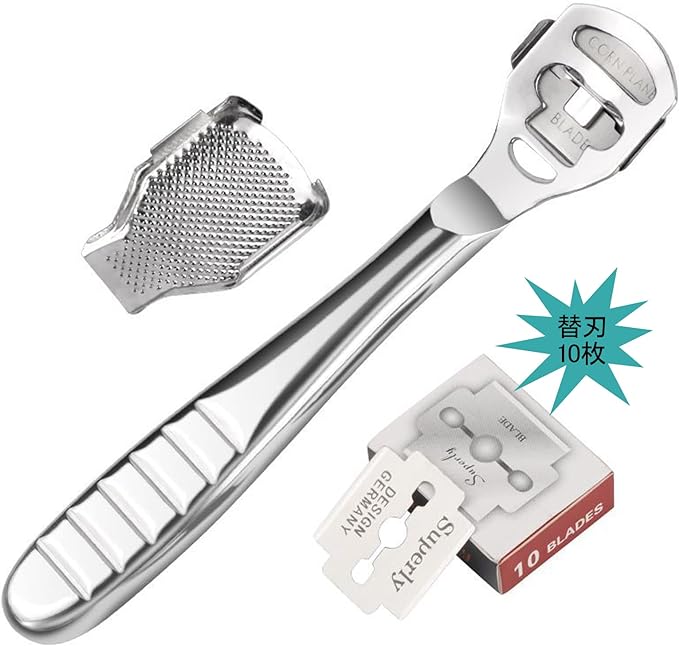 DFsucces Exfoliating Shaving, Fish Eyes, Heels, Exfoliating Care, Corn Fish, Foot, Exfoliating, Includes 10 Replacement Blades (Silver) - NewNest Australia