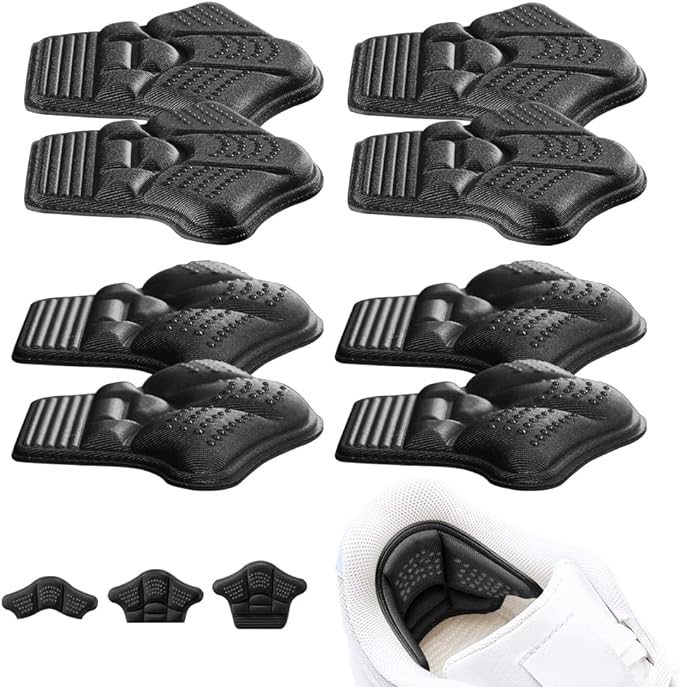 Anti-Shoe Heel Pads, Set of 8, 4 Pairs Shoe Heel Protection Pad, Anti-Paka Pad, Size Adjustment, Cushioning, Shock Absorption, Anti-Slip, Anti-Slip Prevention, Ideal for Sneakers, Unisex, Black - NewNest Australia