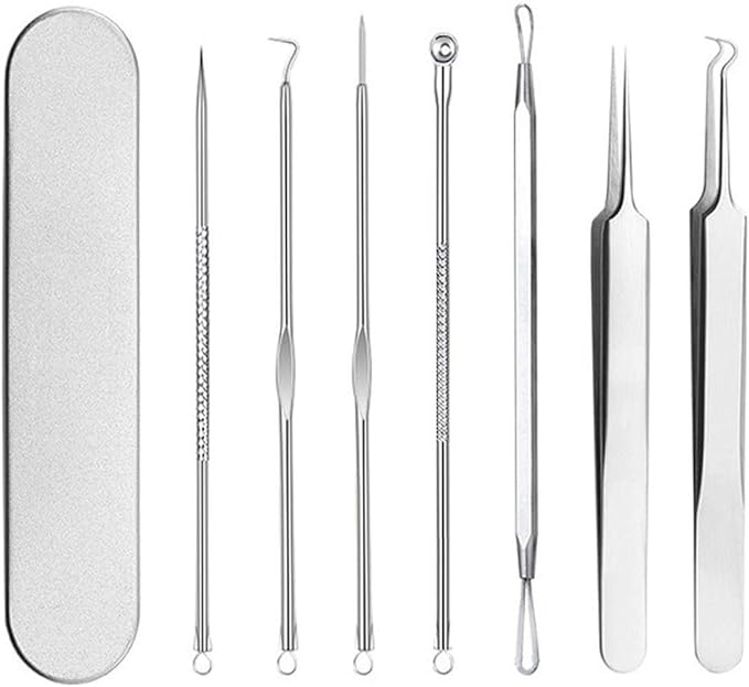 Trust Contact Square Plug, Tweezers, 7-Piece Set, Acne Remover, Pore Care, Tweezers, Comedone Extractor, Antibacterial, Stainless Steel, Case Included, Removal - NewNest Australia