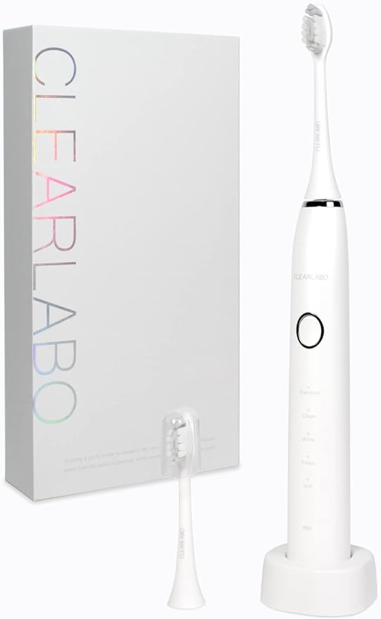 CLEARLABO Electric Toothbrush, Sonic, Sonic Toothbrush, Nano Toothbrush, IPX8, Waterproof, 5 Modes, Prevents Cavities, Toothpaste, Rechargeable, Charging Stand Included, 2 Brush Heads, Gift Present - NewNest Australia