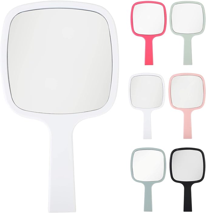 fogman Hand Mirror, Large and Small, 6 Colors to Choose from Black, White, Pink, Red, Gray, Green (M, White) - NewNest Australia