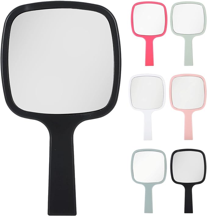 fogman Hand Mirror, Large and Small, 6 Colors to Choose from Black, White, Pink, Red, Gray, Green (M, Black) - NewNest Australia