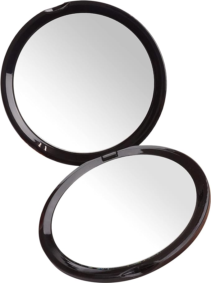Hand Mirror, Makeup Magnifier, Mirror, Cosmetic Goods, Portable, Foldable, 10 Time, Equal Time, Makeup Mirror, Compact Mirror, Folding Mirror, Actress Mirror, Makeup, Cosmetics, Beauty, Makeup Tool, Hand Mirror Magnifier (Black) - NewNest Australia