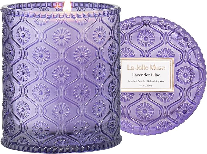 LA JOLIE MUSE Scented Candle Jar Candle Lavender Lilac 230g Burning Time About 55 Hours Home Fragrance Candle Gift - NewNest Australia