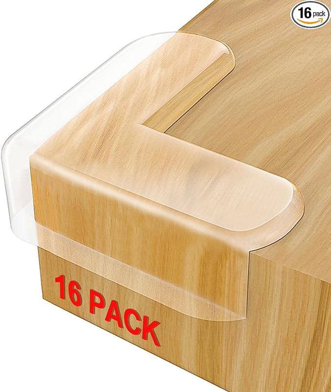 Corner Cushion Corner Guard Transparent Set of 16 for Babies, Children, Injury Prevention, Nursery Safety Measures, Protects Furniture Corners (L Shape, Transparent) - NewNest Australia