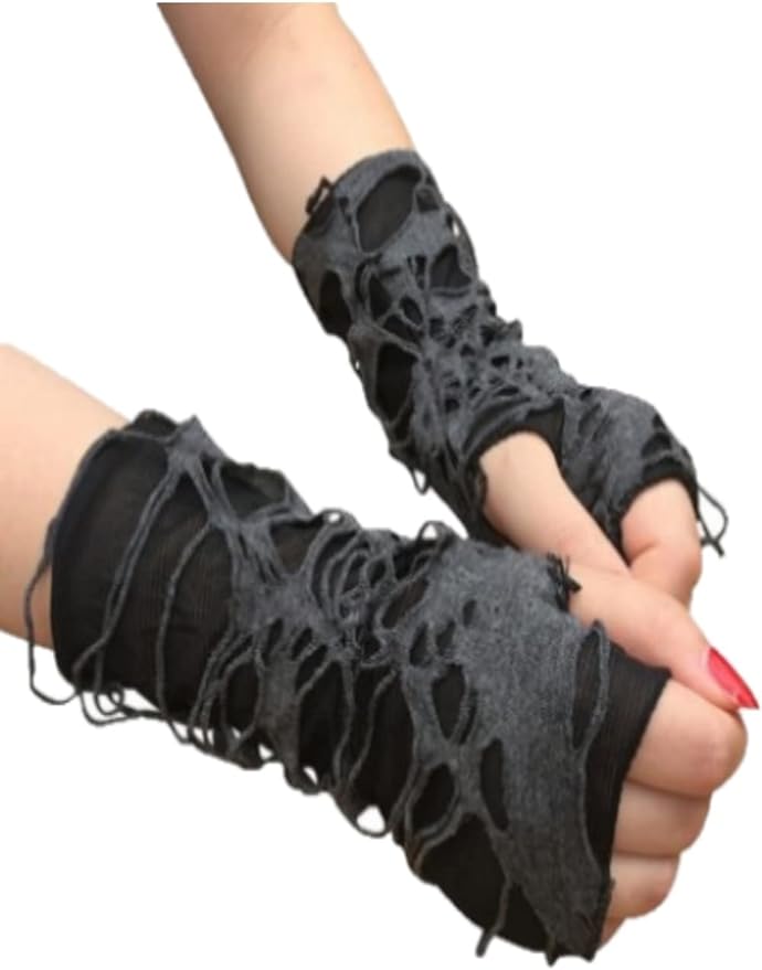 La kukuna Arm Cover Damaged Open Finger Fingerless Gloves, Cosplay Costume, Punk Type, Mine-based Harajuku, Mass Production Type, Illness Mikawa, From South Korea - NewNest Australia