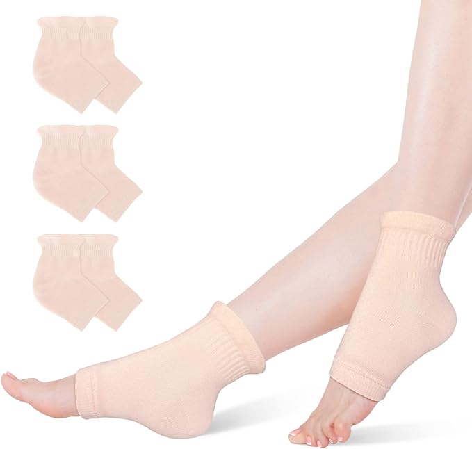 Dream Things Heel Care Socks, Set of 3, Moisturizing Gel Treatment, Exfoliating, Slippery, Cracking, Beautiful Legs for Sleeping, One Size Fits All - NewNest Australia
