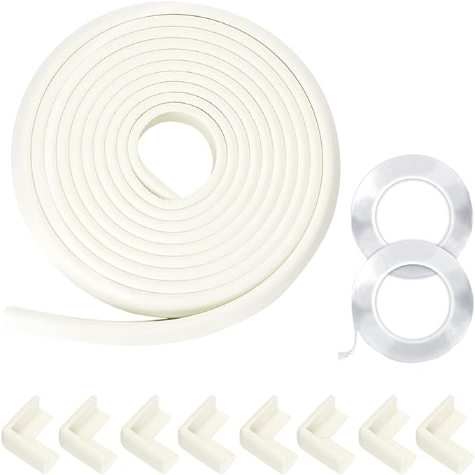 Findbetter Baby Corner Guard Cushion, Double Gel Tape for Babies, Anti-peel, Can be Repositioned with Water, Anti-Peeling, Corner 5M + 8 Pieces, L-Shaped (White) - NewNest Australia