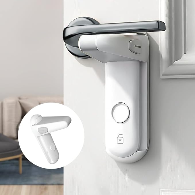 Deligoo Door Knob Lock, Door Lock, Baby Child Lock, Finger Scissors Prevention, Retrofit, Baby Guard, Prevents Door Opening, Cat Escape Prevention (White) - NewNest Australia