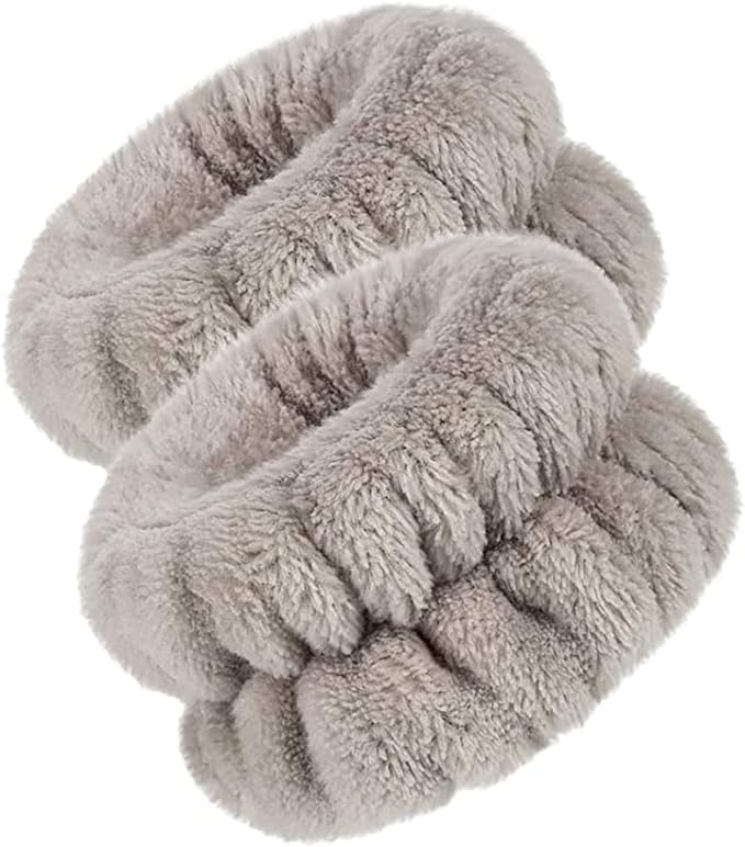BEIHOO 1 Pair Wristbands for Face Wash Water Absorption Wrist Bands Sleeve Wet Resistant Microfiber Fluffy Soft Elastic Armband(Brown) - NewNest Australia
