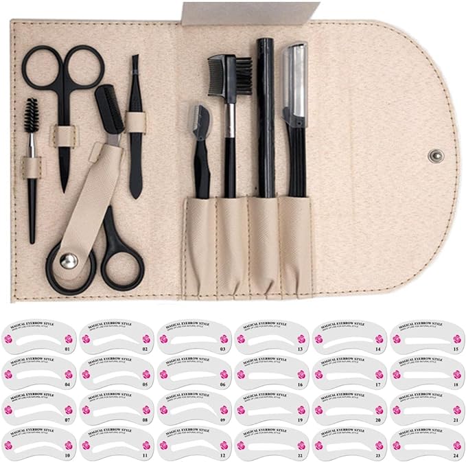 Eyebrow Template Scissors, Men's, Women's, Shaping, Comb, Shaving, Tweezers, Tweezers (Beige) - NewNest Australia